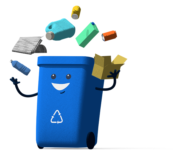 Recycle Bin Juggling Recyclables